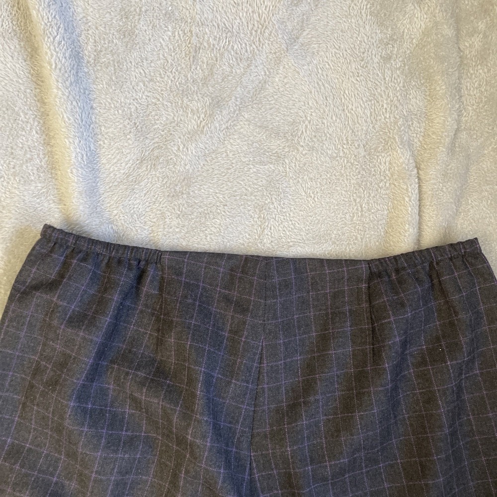 Talbots Petites Womens Dress Pants Charcoal Purple Plaid 100% Wool Lined 16W - Picture 10 of 12